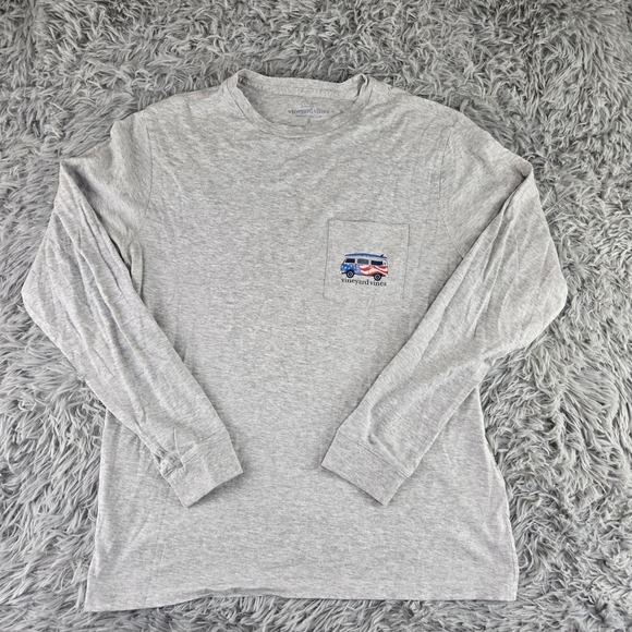 Vineyard Vines Other - Vineyard Vines Mens S Gray USA Flag Surf Van Graphic Long Sleeve Pocket T-Shirt